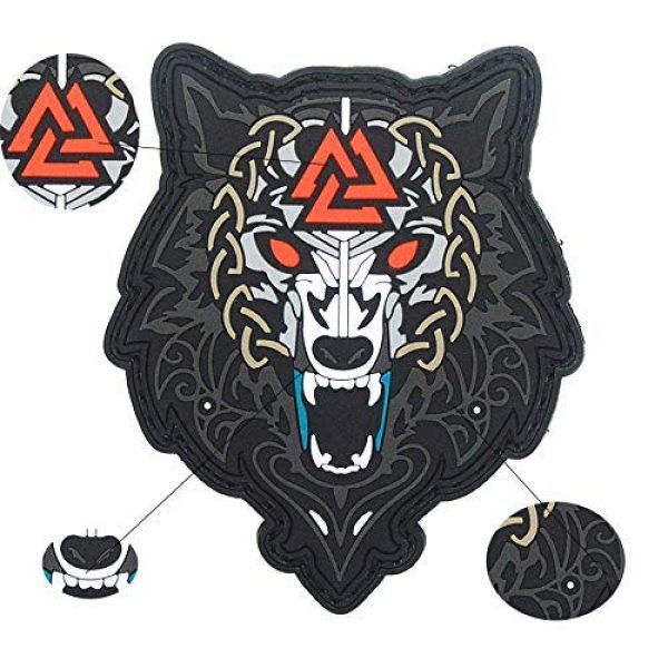 King Kong Somersault Airsoft Morale Patch 3 Viking Wolf of Odin Valknut PVC Morale Tactical Badge Patch