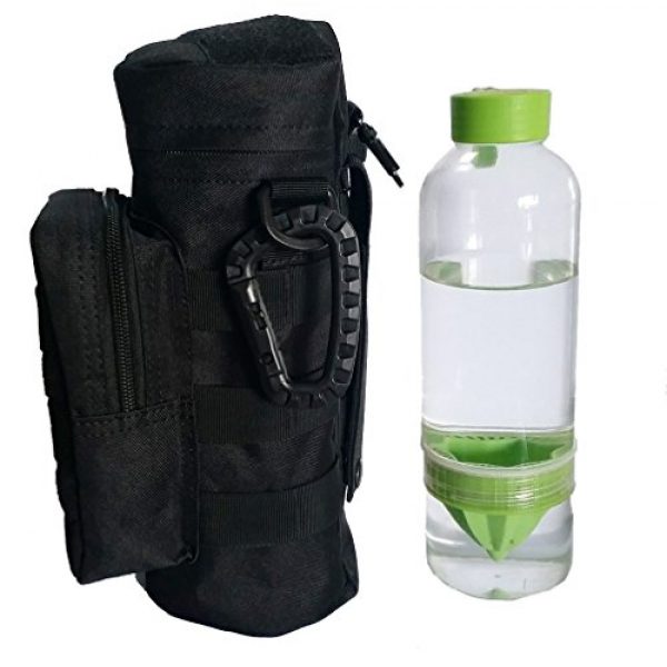 LefRight Tactical Pouch 4 LefRight Black Outdoor Tactical Backpack MOLLE Gear EDC Water Bottle Pouch with Carabiner