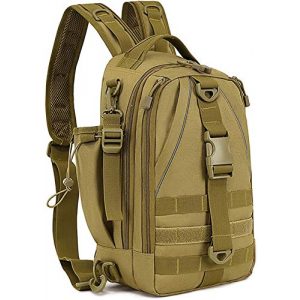 ACOMOO Tactical Backpack 1 ACOMOO Tactical Backpack Multi-Functional Molle Sling Backpacks One Strap Shoulder Bag Brown