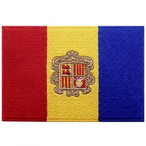 EmbTao Airsoft Morale Patch 1 EmbTao Andorra Flag Patch Embroidered National Morale Applique Iron On Sew On Andorran Emblem