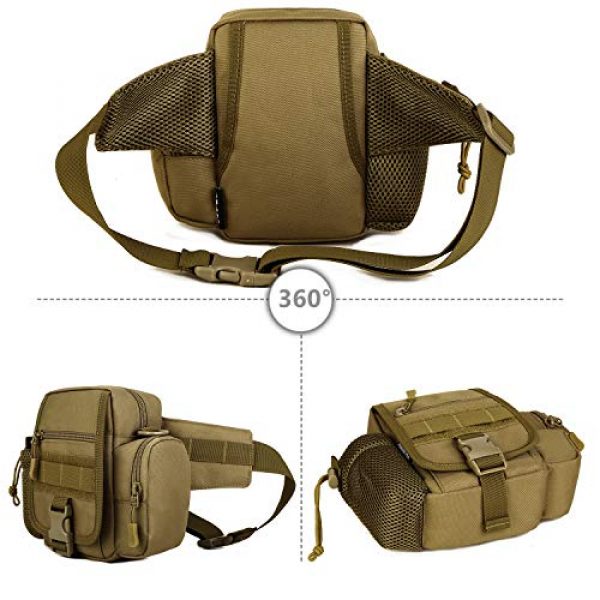 Protector Plus Tactical Pouch 2 Protector Plus Tactical Fanny Pack with Mesh Water Bottle Holder Pouch Military Running Waist Bag Hip Belt MOLLE Army Lumbar Gear Pocket Sling Shoulder Crossbody Messenger Bags (Patch Included)