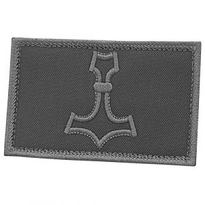 LEGEEON Airsoft Morale Patch 1 LEGEEON Blackout Mjolnir 2x3.25 Thor Hammer Subdued Norse Viking Morale Tactical Military Hook-and-Loop Patch
