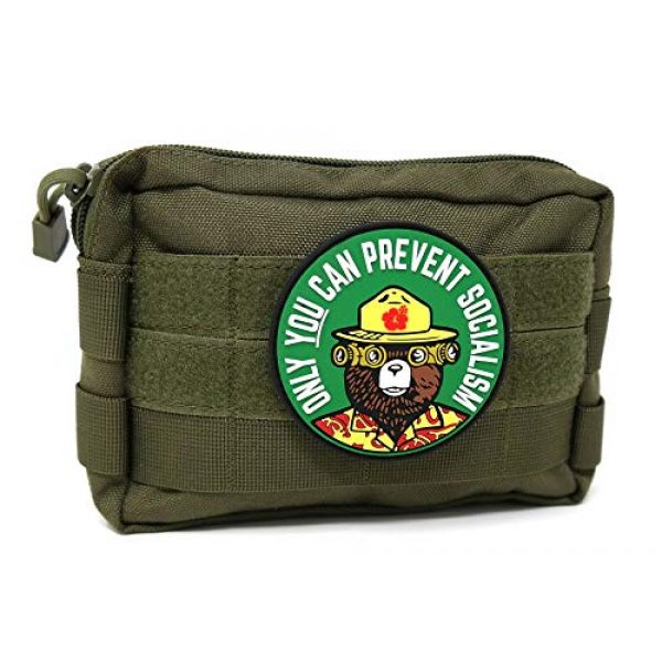 Stinking Patch Co. Airsoft Morale Patch 4 Only You Can Prevent Socialism Smokey Bear Parody Hook and Loop Patch | Funny Tactical Patch
