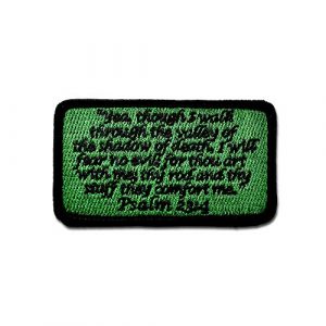 SFI Airsoft Morale Patch 1 Tactical Combat Morale Patch EMB Hook and Loop Patch by Bastion - Psalm 23:4 ODG