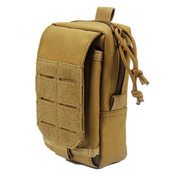 IronSeals Tactical Pouch 5 IronSeals Tactical Molle Pouch Multi-Purpose Compact Utility EDC Pouch Waist Belt Phone Holster with Flag Patch and D-Ring Gear Clip Size L