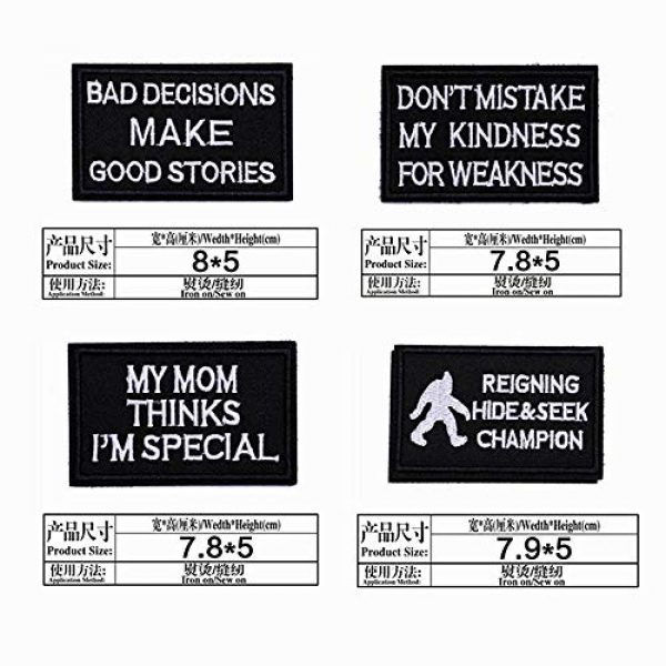 KQ Airsoft Morale Patch 4 KQ 20pcs Funny Tactical Morale Patches Cool Military Word Sew On/Iron On Patches for Vests Caps Bags Jackets Jeans Backpacks Full Embroidered Patch Set(BLack-pc-20)