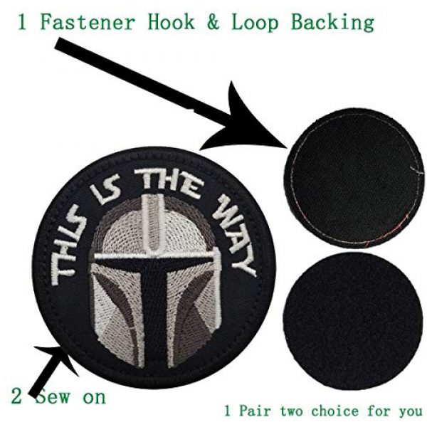 ODSP Airsoft Morale Patch 3 This is The Way Mandalorian Half Helmet Inspired Art Embroidered Fastener Hook and Loop Backing Tactical Morale Patch 3.15 Inch 2PCS