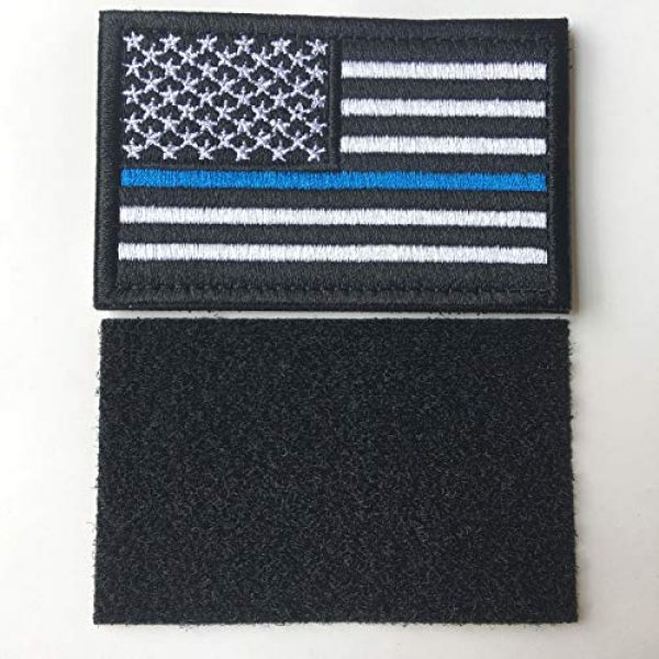 Hng Kiang Hu Airsoft Morale Patch 4 Bundle 2 Pieces-Tactical Police Law Enforcement Thin Blue Line American Flag US United States of America Military Morale Patches (Black-Blue Thin)
