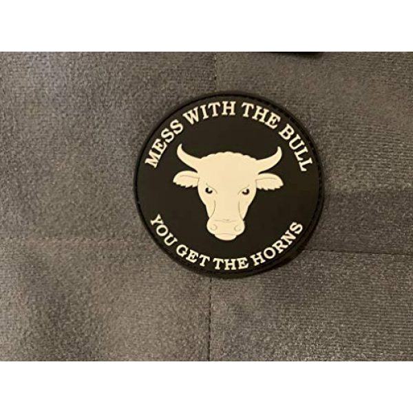 PakedDeals Airsoft Morale Patch 3 PakedDeals Mess with The Bull You Get The Horns Morale Patch Hook and Loop Round