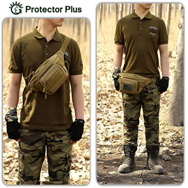 Protector Plus Tactical Pouch 4 Protector Plus Tactical Fanny Pack Military Running Waist Bag Sling Hip Belt MOLLE Army Lumbar Gear Pouch Bumbag (Patch Included)