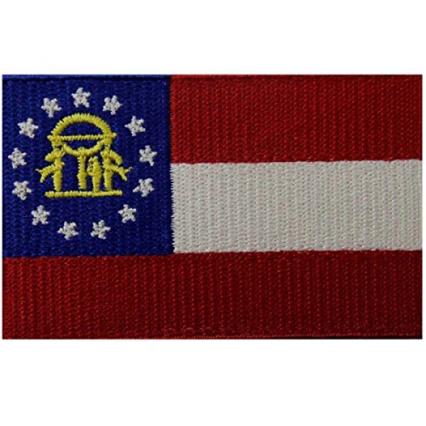 EmbTao Airsoft Morale Patch 1 Georgia State Flag Embroidered Emblem Iron On Sew On GA Patch