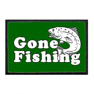 P PULLPATCH Airsoft Morale Patch 1 Gone Fishing Morale Patch | Hook and Loop Attach for Hats, Jeans, Vest, Coat | 2x3 in | by Pull Patch