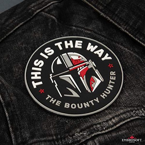 Embrosoft Airsoft Morale Patch 3 Bounty Hunter PVC Patch - This is The Way Mandalorian - Star Wars TV Series Morale Emblem - Hook/Loop Backing - Size: 3.5 x 3.5 inches