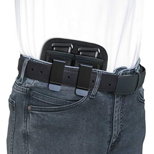 AIKATE Tactical Pouch 6 Universal Double Magazine Pouch for 9mm .40 .45 .380 .357, IWB Mag Holster Concealed Cary for Double Stack, Mag Holder for Glock 19 43 17 1911 S&W M&P, Fits Any 7 10 15 Round Clip for All Pistols Ammo
