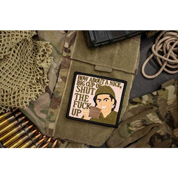 BASTION Airsoft Morale Patch 4 BASTION Morale Patches (Cup of Coffee) | 3D Embroidered Patches with Hook & Loop Fastener Backing | Well-Made Clean Stitching | Military Patches Ideal for Tactical Bag, Hats & Vest