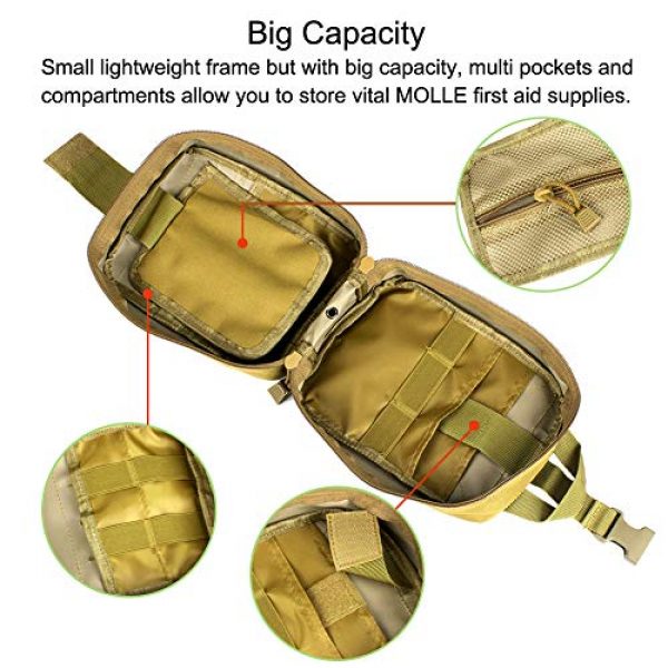 Outry Tactical Pouch 4 Outry Tactical MOLLE Medical Pouch, EMT First Aid Pouch, Rip-Away IFAK Medical Emergency Utility Pouch, Military Tactical Pouch for Outdoor Activities