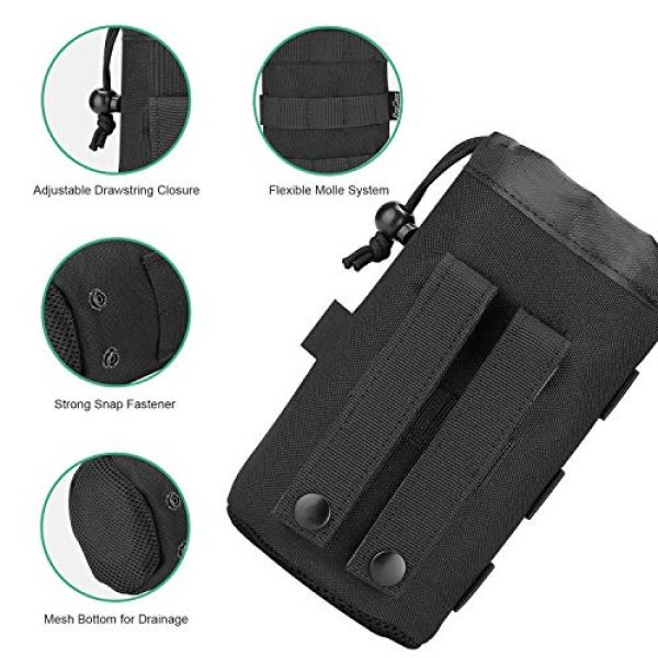 ProCase Tactical Pouch 4 ProCase Tactical Molle Water Bottle Pouch Bundle with Water Bottle Pouch with Extra Accessory Pouch and Detachable Shoulder Strap