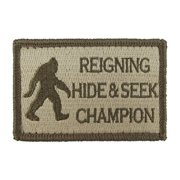 Morale Tags Airsoft Morale Patch 1 Reigning Hide and Seek Champion Bigfoot Funny Hook and Loop Fully Embroidered Morale Tags Patch (Subdued)
