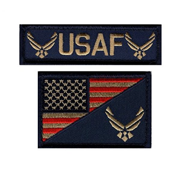 Miltacusa Airsoft Morale Patch 1 USA Flag Air force Logo Usaf Subdued Hook Fastener Patch (2PC Bundle AF07-MT8)