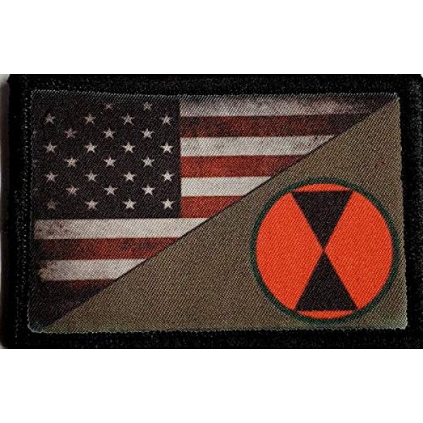 RedheadedTshirts Airsoft Morale Patch 1 Full Color 7th Infantry Division USA Flag Morale Patch Tactical Military. 2x3" Hook and Loop Made in The USA