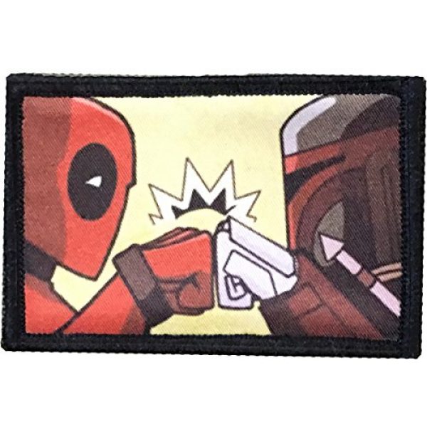 RedheadedTshirts Airsoft Morale Patch 1 DeadPool Boba Fett Morale Patch. Perfect for your Tactical Military Army Gear, Backpack, Operator Baseball Cap, Plate Carrier or Vest. 2x3" Hook and Loop Patch. Made in the USA