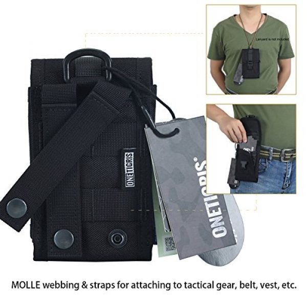 OneTigris Tactical Pouch 4 OneTigris MOLLE Phone Pouch Upgraded Version for 4.7" 5.5" Phone with Slim Case (Black)