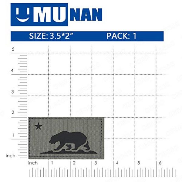 MUNAN Airsoft Morale Patch 2 Grey California Republic Flag 3.52 Tactical Morale Fastener Patch