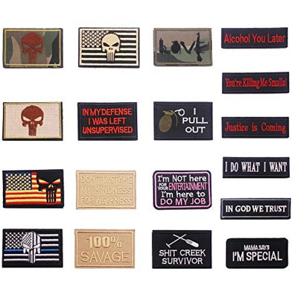 DATOUWEN ACCESSARY Airsoft Morale Patch 2 ZHDTW 18pcs Assorted Tactical Morale Patches for Army Fans Embroidery Patch for Backpack Bags Uniforms with Hook and Loop (DT018)