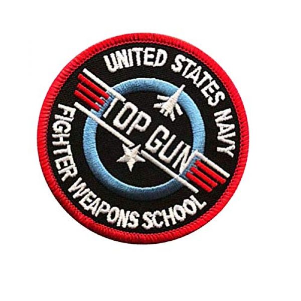 ODSP Airsoft Morale Patch 6 Top Gun Custom Personalized Embroidered Military Tactical Morale Patches School Name Applique Badge with Hook&Loop Fastener Backing Bundle 2 Pieces 3.15 Inch Diameter