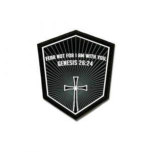 BASTION Airsoft Morale Patch 1 Bastion Tactical Combat Badge PVC Morale Patch Hook and Loop Patch - Genesis 26:24 Gray