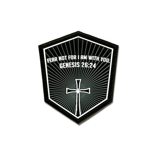 BASTION Airsoft Morale Patch 1 Bastion Tactical Combat Badge PVC Morale Patch Hook and Loop Patch - Genesis 26:24 Gray