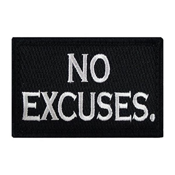 Morale Tags Airsoft Morale Patch 1 No Excuses Period Hook and Loop Patch Morale Tags Fully Embroidered (Black and White)