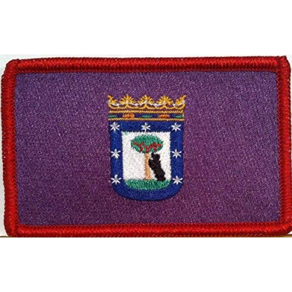 Fast Service Designs Airsoft Morale Patch 1 Madrid Spain Espaa Flag Embroidered Patch with Hook & Loop Travel Morale Patriotic MC Biker Shoulder Red Border Emblem #414