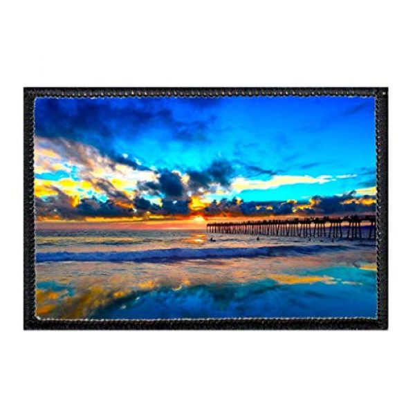P PULLPATCH Airsoft Morale Patch 1 Sunset Blues Hermosa Beach, California Morale Patch | Hook and Loop Attach for Hats, Jeans, Vest, Coat | 2x3 in | by Pull Patch