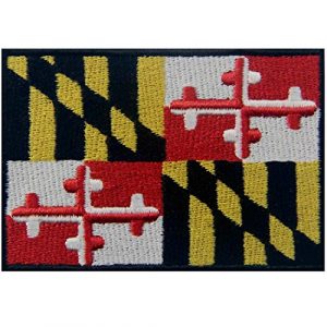 EmbTao Airsoft Morale Patch 1 Maryland State Flag Embroidered MD Patch Iron On/Sew On Emblem