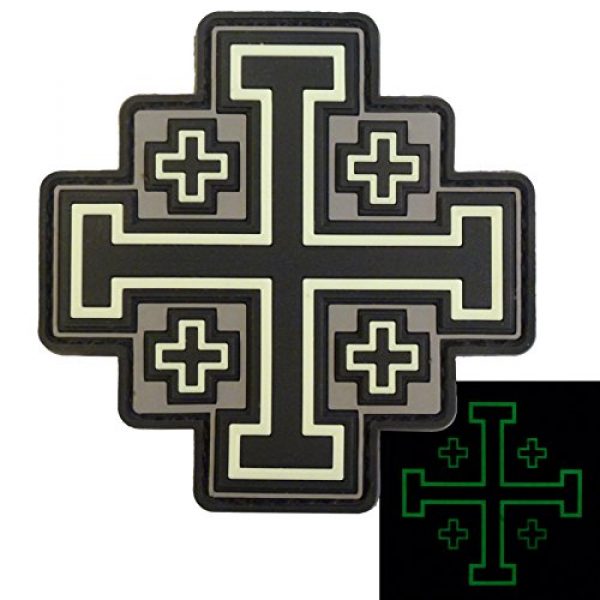 LEGEEON Airsoft Morale Patch 1 LEGEEON Glow Dark ACU Order Holy Sepulchre Jerusalem Cross Templar Crusaders Morale PVC Fastener Patch