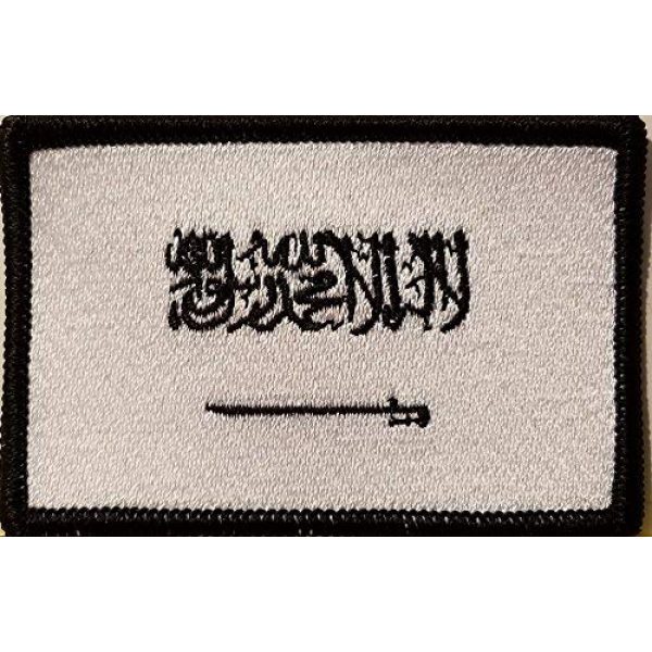 Fast Service Designs Airsoft Morale Patch 1 Saudi Arabia Flag Embroidered Patch with Hook & Loop Morale Tactical Emblem Black Border (Black & White Version #4)