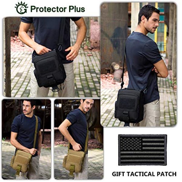 Protector Plus Tactical Pouch 3 Protector Plus Tactical Messenger Bag Men Military MOLLE Crossbody Pack (Patch Included)