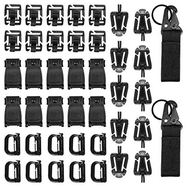 POWSTRO K Tactical Pouch 1 POWSTRO K Outdoor Carabiner Tactical Nylon Webbing Key Chain Multifunctional Hanging Buckle Combination Set, 42 Pack