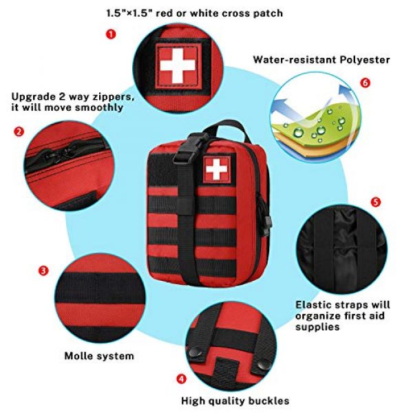 Gonex Tactical Pouch 3 Gonex MOLLE Medical Pouch EMT First Aid Pouch Rip-Away IFAK Tactical Utility Pouch for Outdoor Activities Medical Supplies (Bag Only)