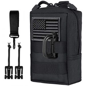 IronSeals Tactical Pouch 1 IronSeals AQ MOLLE Pouch Multi-Purpose Tactical Compact Pack Water-Resistant Utility EDC Pouch with US Flag Patch D-Ring Button Gear Clip Straps