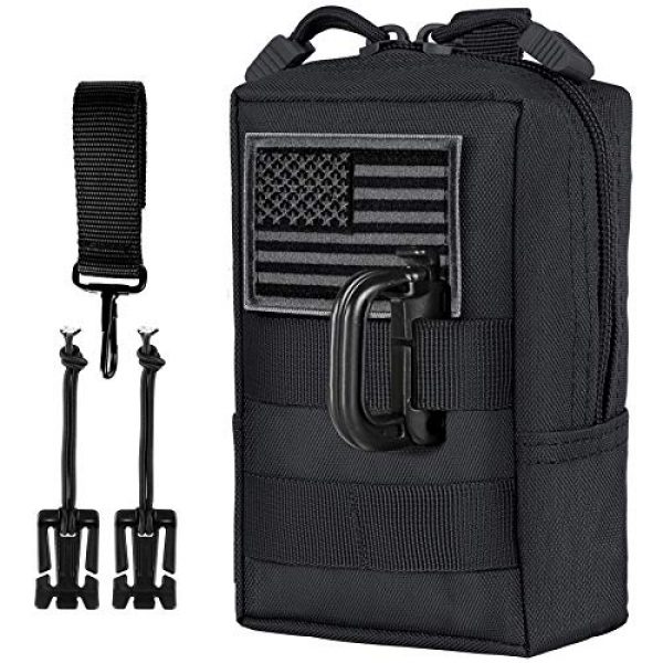 IronSeals Tactical Pouch 1 IronSeals AQ MOLLE Pouch Multi-Purpose Tactical Compact Pack Water-Resistant Utility EDC Pouch with US Flag Patch D-Ring Button Gear Clip Straps