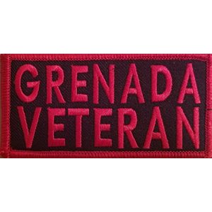 Fast Service Designs Airsoft Morale Patch 1 Grenada Veteran Patch Iron-On Embroidered Applique Patch Tactical Morale Travel Emblem Red Border
