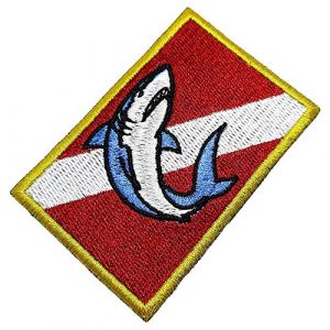 BR44 Airsoft Morale Patch 1 BD0176T 01 Scuba Shark Diver Flag Embroidered Patch Morale Tactical Shoulder Emblem Iron or Sew