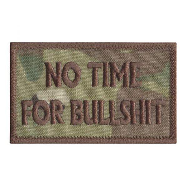 LEGEEON Airsoft Morale Patch 1 LEGEEON Multicam No Time for BullshXt 2x3.25 Tactical Morale Army Embroidery Fastener Patch