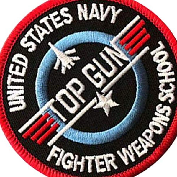 ODSP Airsoft Morale Patch 4 Top Gun Custom Personalized Embroidered Military Tactical Morale Patches School Name Applique Badge with Hook&Loop Fastener Backing Bundle 2 Pieces 3.15 Inch Diameter