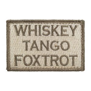 Morale Tags Airsoft Morale Patch 1 Whiskey Tango Foxtrot Tactical Funny Hook and Loop Fully Embroidered Morale Tags Patch (Subdued)