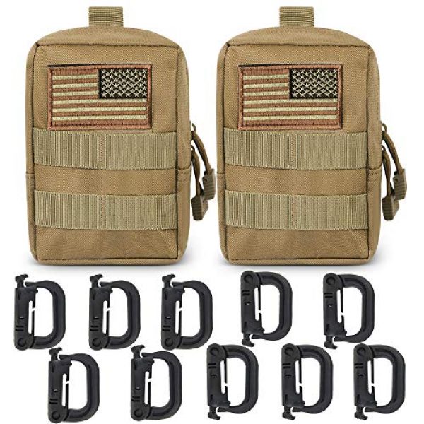 Gogoku Tactical Pouch 1 Gogoku Molle Pouch 2 Packs Tactical Molle Pouches Compact Utility EDC Waist Bag Pack with 10 D Ring Clip