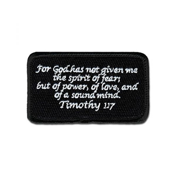 BASTION Airsoft Morale Patch 1 BASTION Morale Patches (Timothy 1:7, Black) | 3D Embroidered Patches with Hook & Loop Fastener Backing | Well-Made Clean Stitching | Christian Patches Ideal for Tactical Bag, Hats & Vest