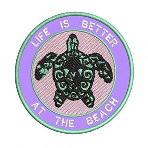 Appalachian Spirit Airsoft Morale Patch 1 Life is Better at The Beach Sea Turtle Embroidered Patch DIY Iron-on or Sew-on Decorative Badge Emblem Vacation Souvenir Travel Gear Appliques Megalodon Big Tooth Sharks Dolphins Whales Sea Life Jaws